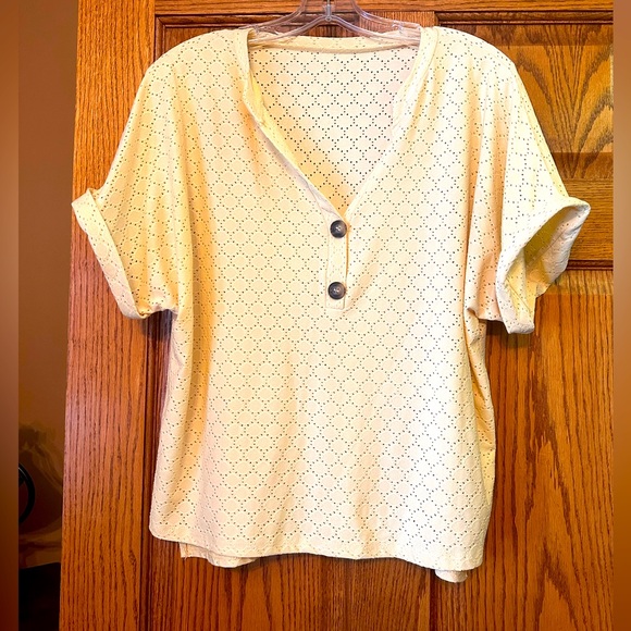 SHEIN Tops - Yellow Button-Detail Women's Top